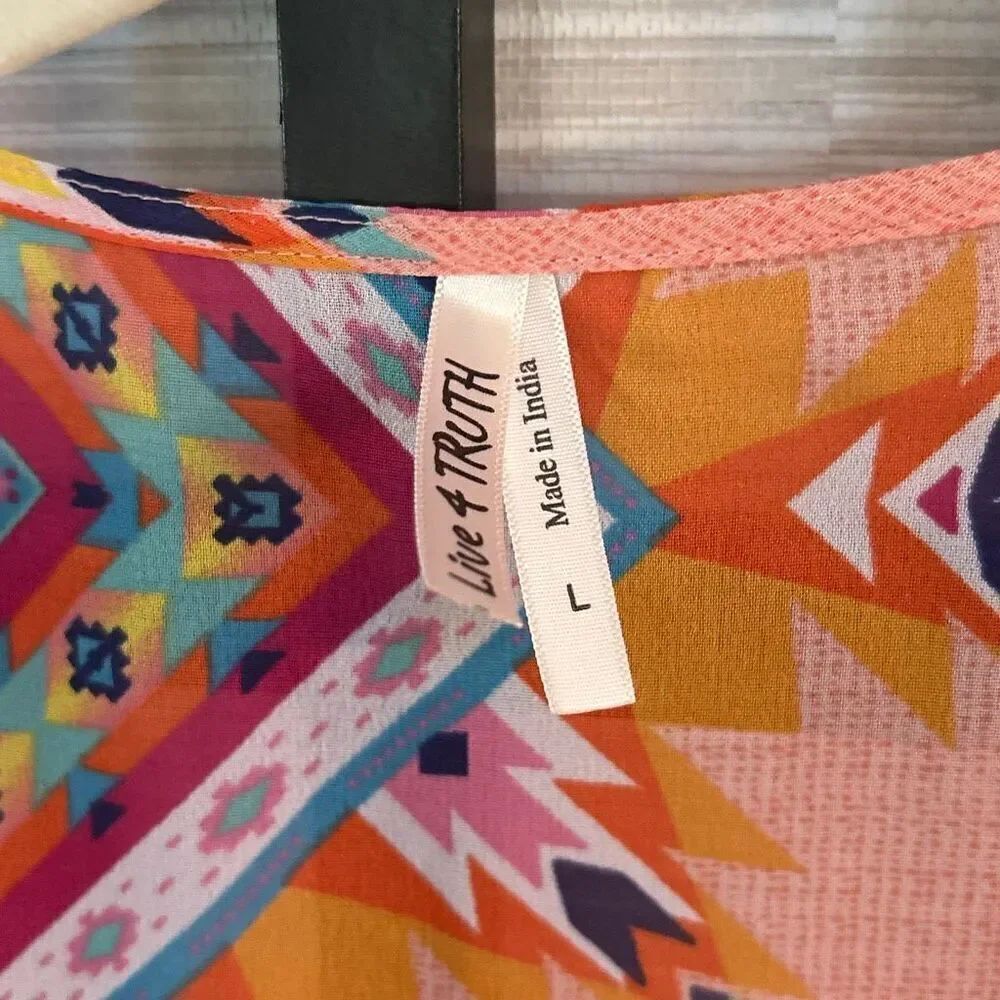 life 4 truth Gorgeous peach blush beach coverup/duster L/XL aztec bohemian - Picture 2 of 4